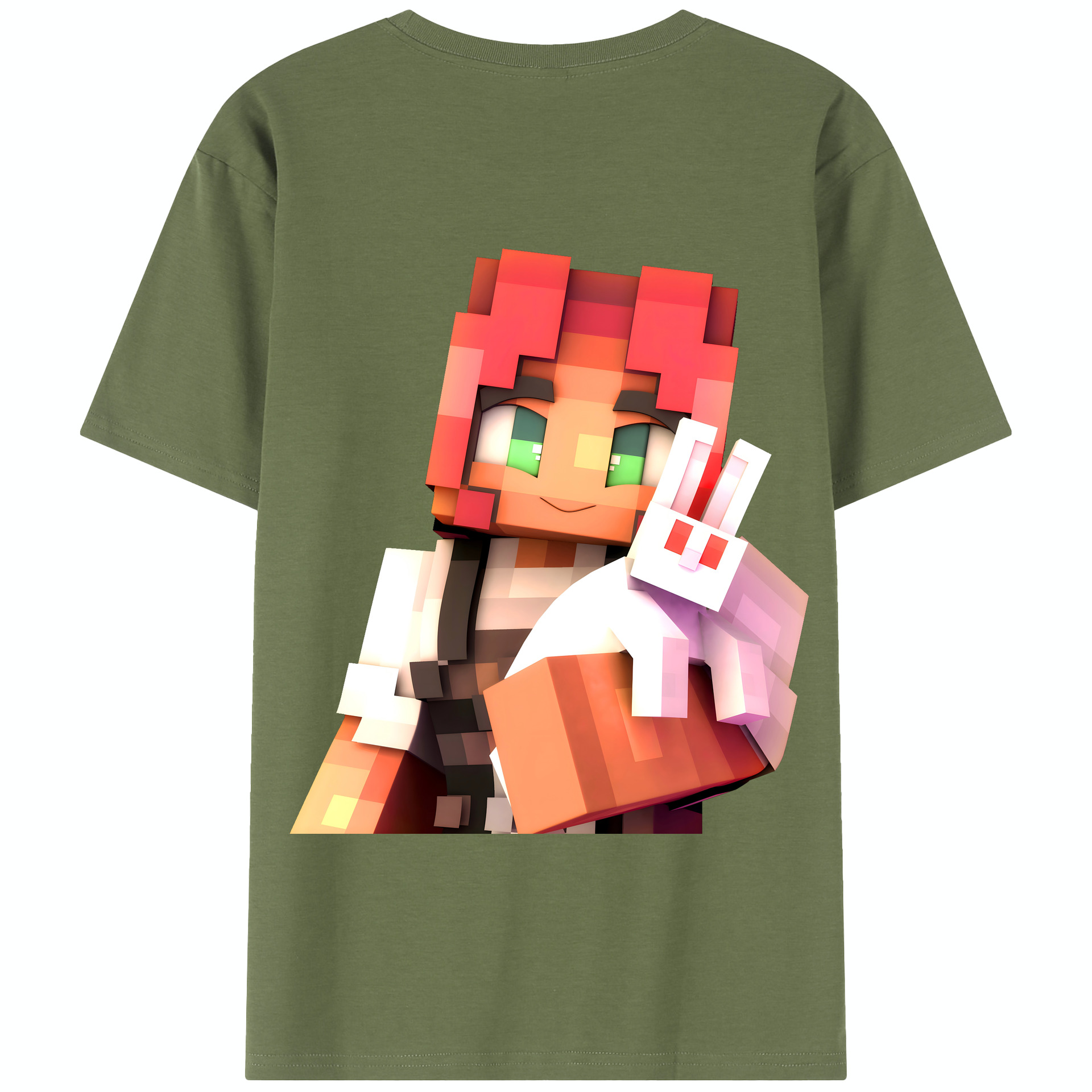 （画像用） マインクラフト ブロックの世界 Minecraft MC Block world 綿100％半袖Tシャツ（背面プリント）